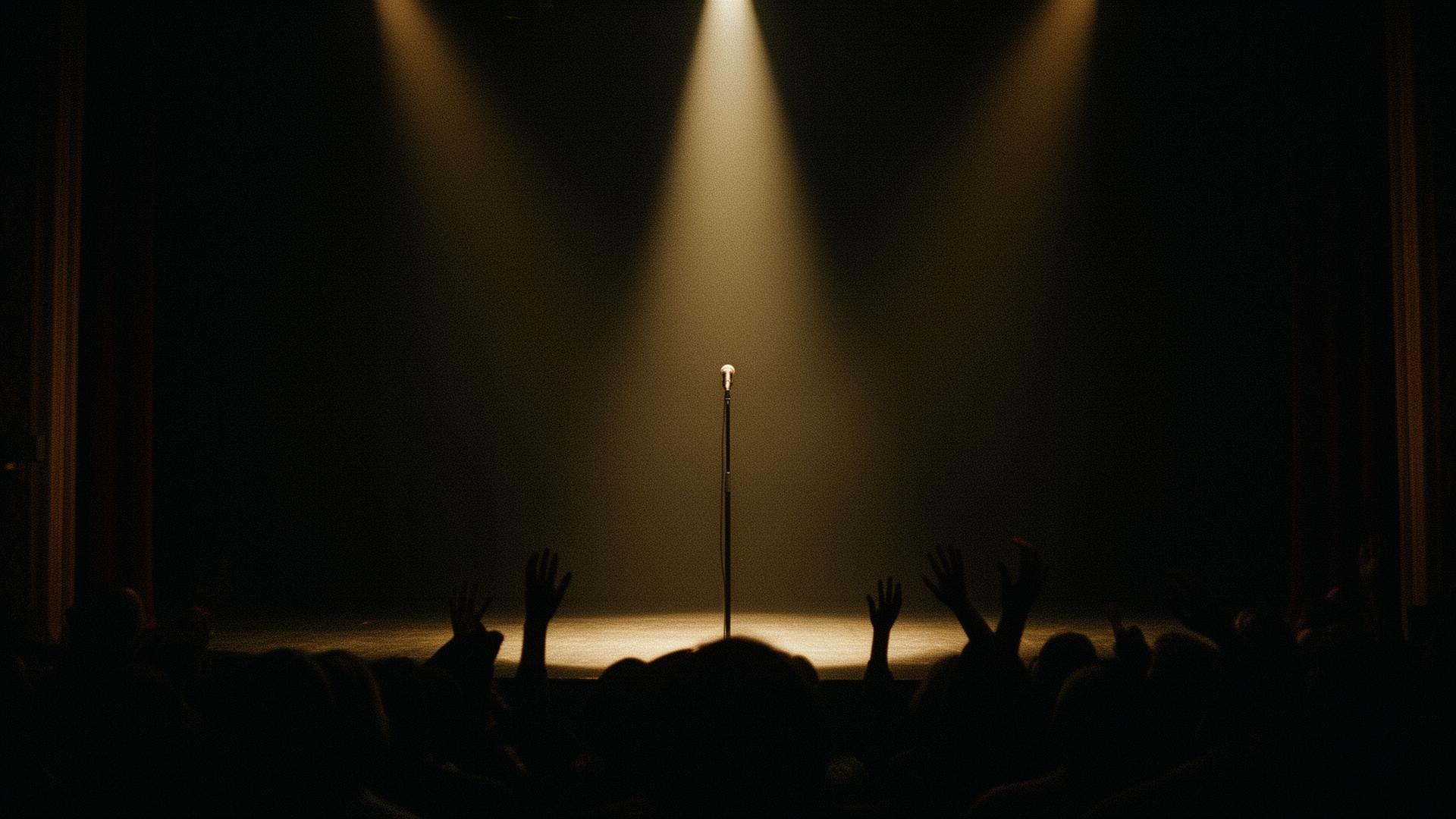 Cinematic stage with single spotlight